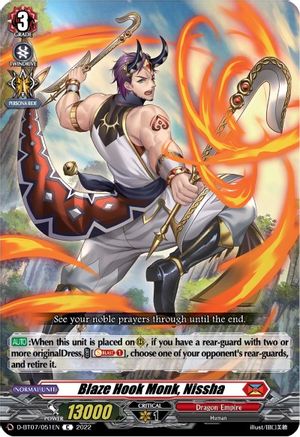 Blaze Hook Monk, Nissha (D-BT07/051EN) - D-BT07: Raging Flames Against Emerald Storm
