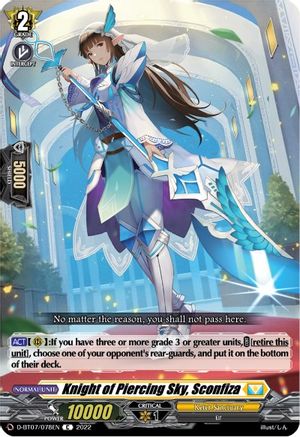 Knight of Piercing Sky, Sconfiza (D-BT07/078EN) - Raging Flames Against Emerald Storm