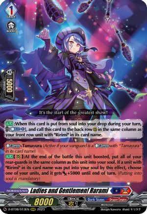 Ladies and Gentlemen! Rarami (D-BT08/013EN) - D-BT08: Minerva Rising