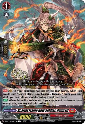 Scarlet Flame Bow Soldier, Aguired (D-BT10/062EN) - D-BT10: Dragon Masquerade