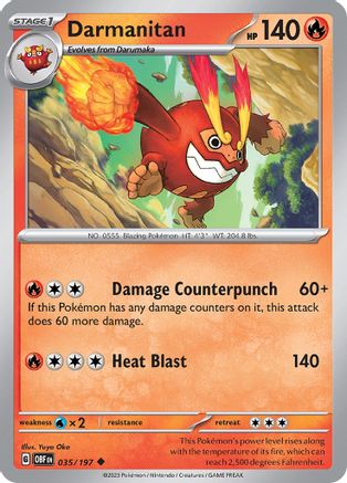 Darmanitan 035/197  - Reverse Holofoil SV03 Obsidian Flames - Uncommon