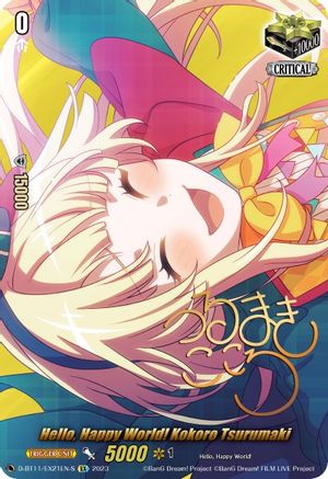 Hello, Happy World! Kokoro Tsurumaki (Signature) (D-BT11/EX21EN-S) - D-BT11: Clash of the Heroes