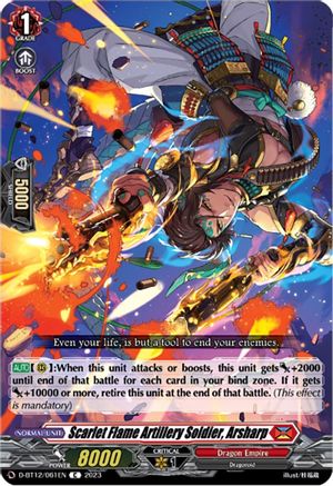 Scarlet Flame Artillery Soldier, Arsharp (D-BT12/061EN) - D-BT12: Evenfall Onslaught