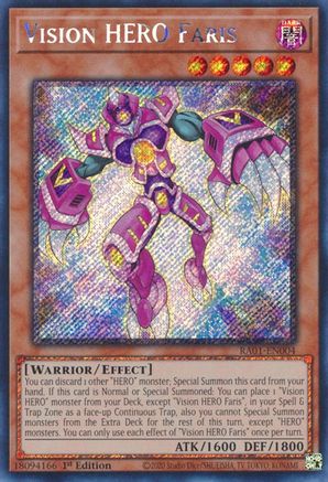 Vision HERO Faris (Platinum Secret Rare) (RA01-EN004) - 25th Anniversary Rarity Collection 1st Edition