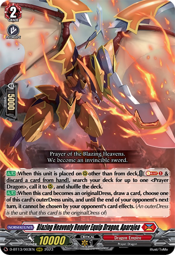 Blazing Heavenly Render Equip Dragon, Aparajea [D-BT13 - D-BT13/003EN]