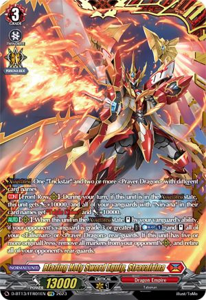 Blazing Holy Sword Equip, Stravairina (FFR) (D-BT13/FRR01EN) - D-BT13: Flight of Chakrabarthi