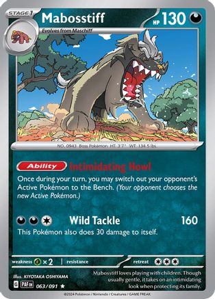 Mabosstiff 063/091  - Reverse Holofoil SV Paldean Fates - Rare