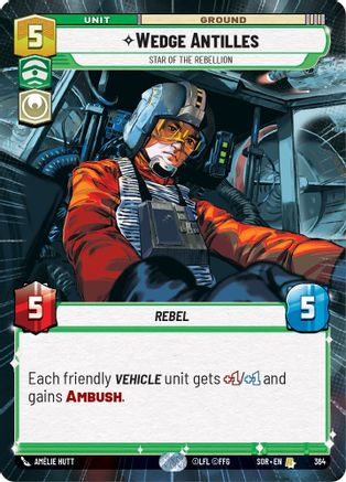 Wedge Antilles - Star of the Rebellion (Hyperspace) (364) - Spark of Rebellion Foil