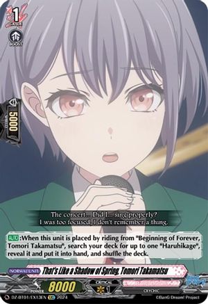 That's Like a Shadow of Spring, Tomori Takamatsu (EXC) (DZ-BT01/EX13EN) - DZ-BT01: Fated Clash