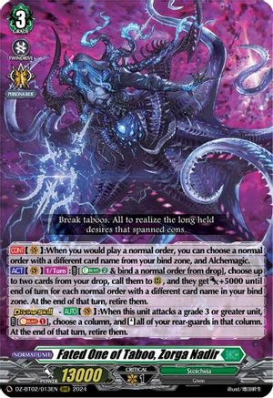Fated One of Taboo, Zorga Nadir (DZ-BT02/013EN) - DZ-BT02: Illusionless Strife