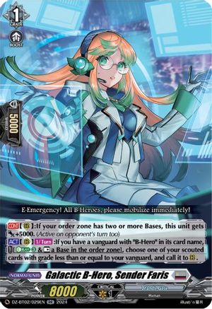 Galactic B-Hero, Sender Faris (DZ-BT02/029EN) - DZ-BT02: Illusionless Strife