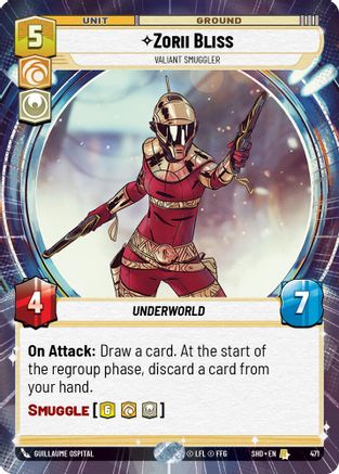 Zorii Bliss - Valiant Smuggler (Hyperspace) (471) - Shadows of the Galaxy Foil