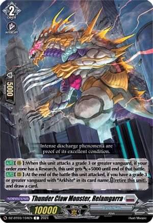 Thunder Claw Monster, Relamgarra (DZ-BT03/104EN) - DZ-BT03: Dimensional Transcendence