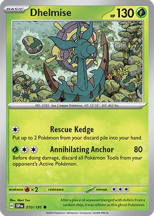 Dhelmise 010/191  - Reverse Holofoil SV08 Surging Sparks - Common