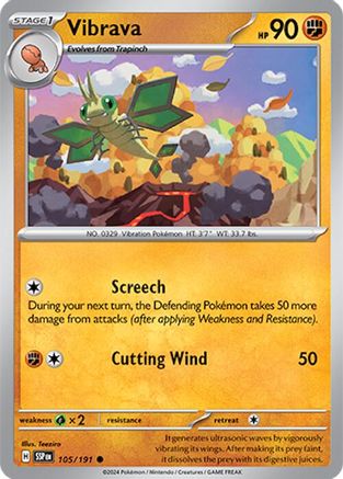 Vibrava 105/191  - Reverse Holofoil SV08 Surging Sparks - Common