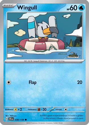 Wingull 038/159  - Reverse Holofoil SV09 Journey Together - Common