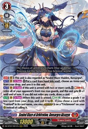 Sealed Blaze of Arbitration, Bavsargra Aksayya (DZ-BT07/001EN) - DZ-BT07: Moon Fangs & Cerulean Blaze