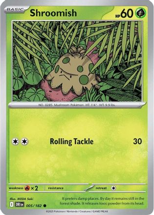 Shroomish 005/182  - Reverse Holofoil SV10 Destined Rivals - Common