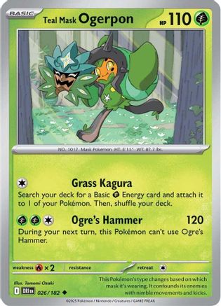 Teal Mask Ogerpon 026/182  - Reverse Holofoil SV10 Destined Rivals - Uncommon