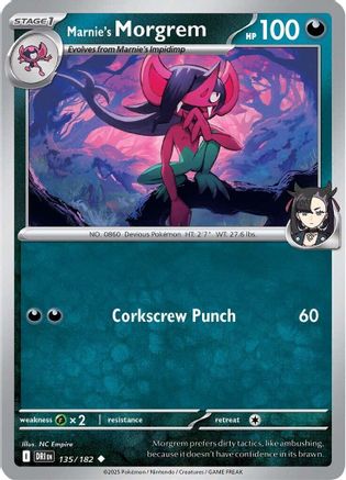 Marnie's Morgrem 135/182  - Reverse Holofoil SV10 Destined Rivals - Uncommon