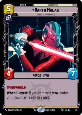 Darth Malak - Covetous Apprentice (Foil) [LOF - 736]