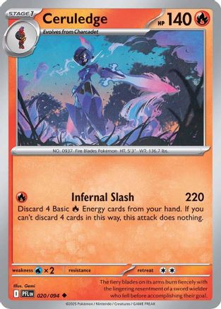 Ceruledge 020/094  - Reverse Holofoil ME02 Phantasmal Flames - Uncommon