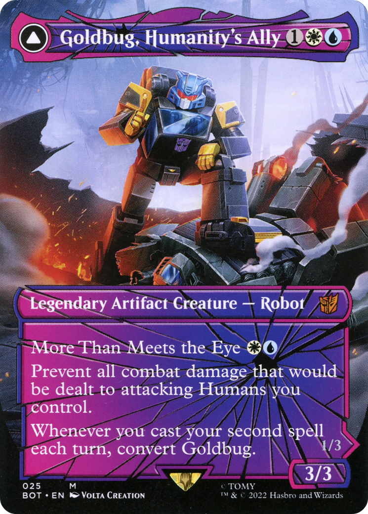 Goldbug, Humanity's Ally (Shattered Glass) (BOT-025) - Transformers: (shatteredglass, convertdfc) (Borderless) Foil