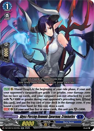 Abyss Piercing Demonic Spearman, Criminatles (DZ-SS15/037EN) - DZ-SS15: The Legendary Vanguards