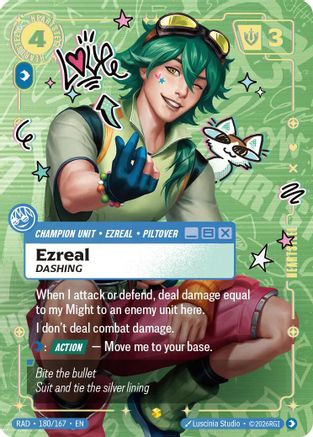 Ezreal, Dashing (Heartsteel Overnumbered) (180/167) - Radiance Foil