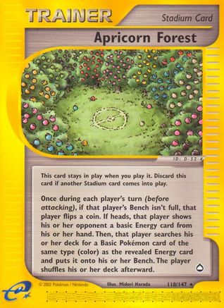 Apricorn Forest 118  - Reverse Holofoil Aquapolis - Rare