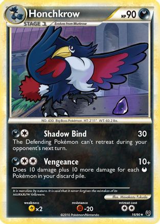 Honchkrow (16) 016/90  - Reverse Holofoil Undaunted - Rare