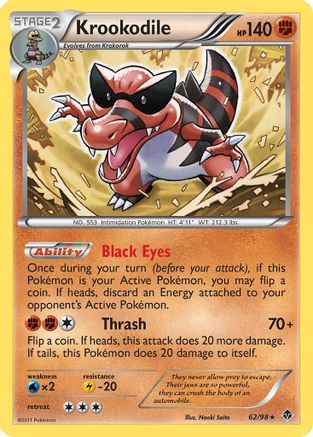 Krookodile 062  - Reverse Holofoil Emerging Powers - Rare