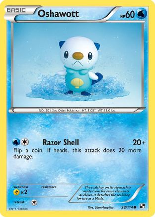 Oshawott (28) 028  - Reverse Holofoil Black and White - Common