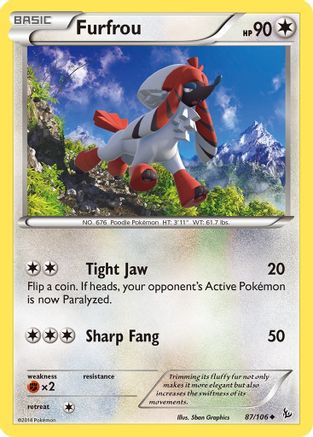 Furfrou 087/106  - Reverse Holofoil XY  Flashfire - Uncommon