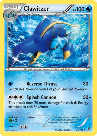 Clawitzer 024  - Holofoil XY  Furious Fists - Holo Rare