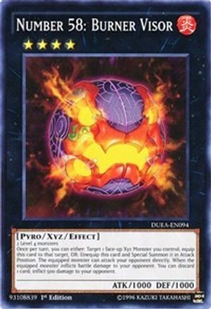 Number 58: Burner Visor (DUEA-EN094) - Duelist Alliance 1st Edition