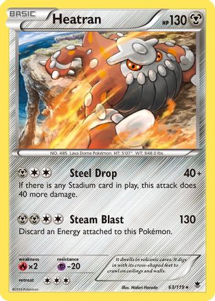 Heatran 063  - Reverse Holofoil XY  Phantom Forces - Holo Rare