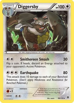 Diggersby 088  - Reverse Holofoil XY  Phantom Forces - Rare