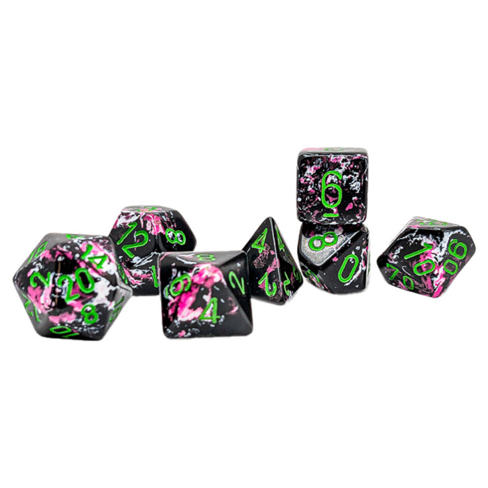Chessex - Brush Dice 7 Die Set - Paintball/Green