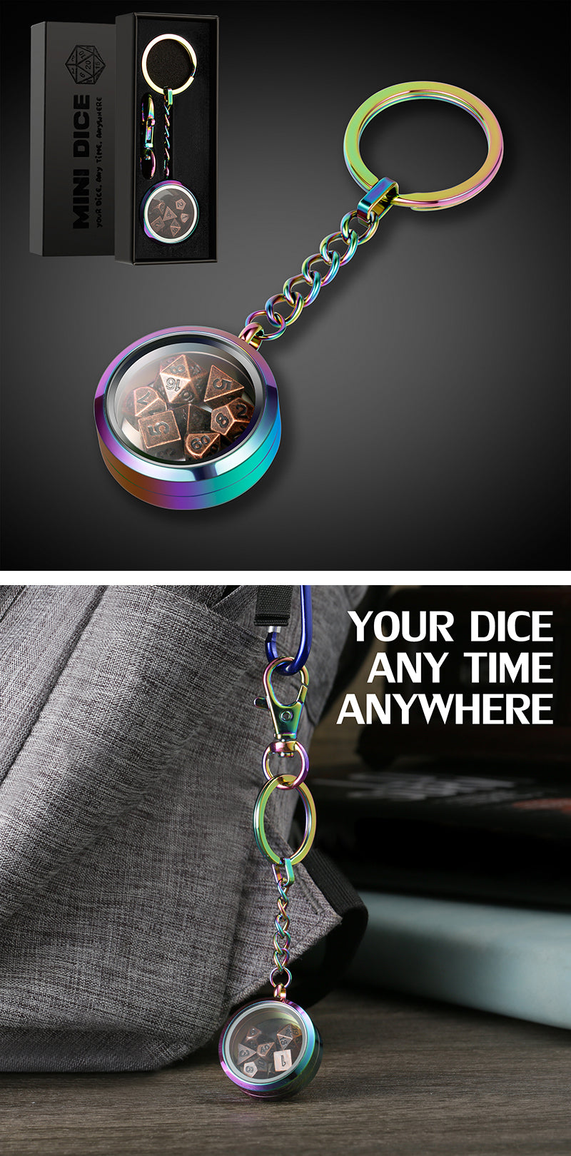 Mini Dice Keychain - Iridescence