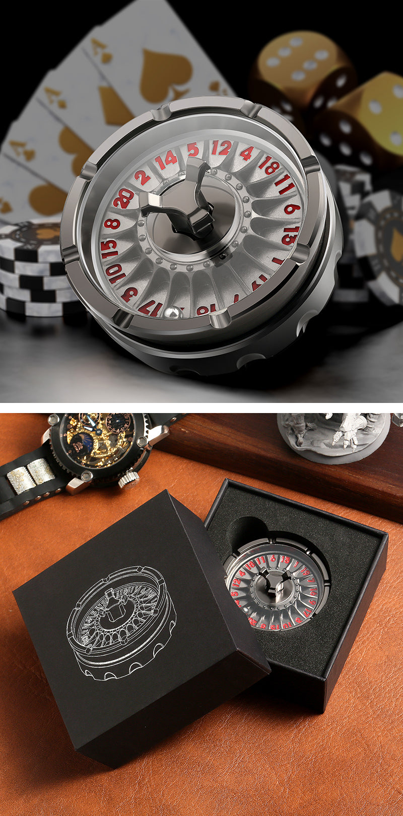 Roulette D20 [Gunmetal & Red]