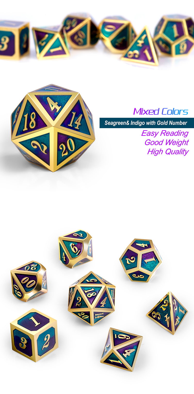 Metal & Enamel Dice Set (7pcs) [Jester]