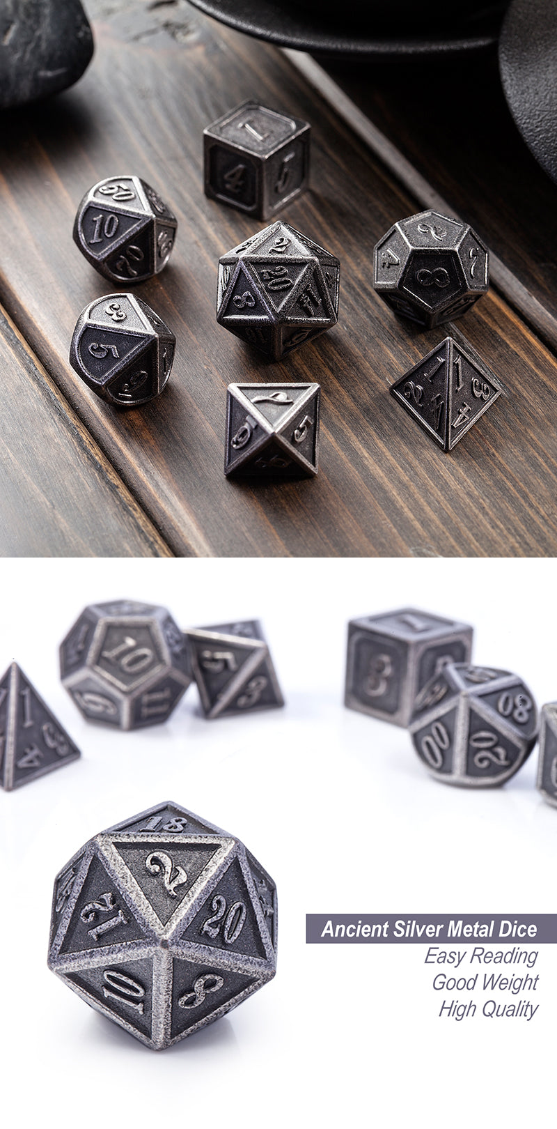 Metal & Enamel Dice Set (7pcs) [Iron]