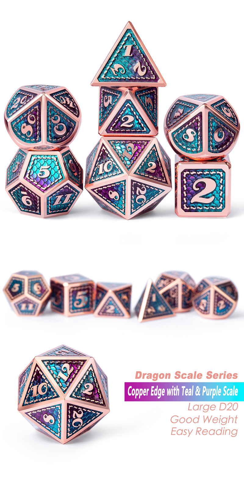 Metal & Enamel Dice Set (7pcs) [Mermaid]