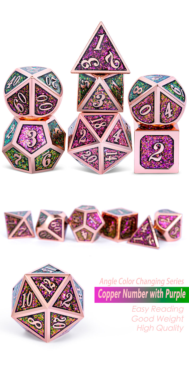 Metal & Enamel Dice Set (7pcs) [Lizard]