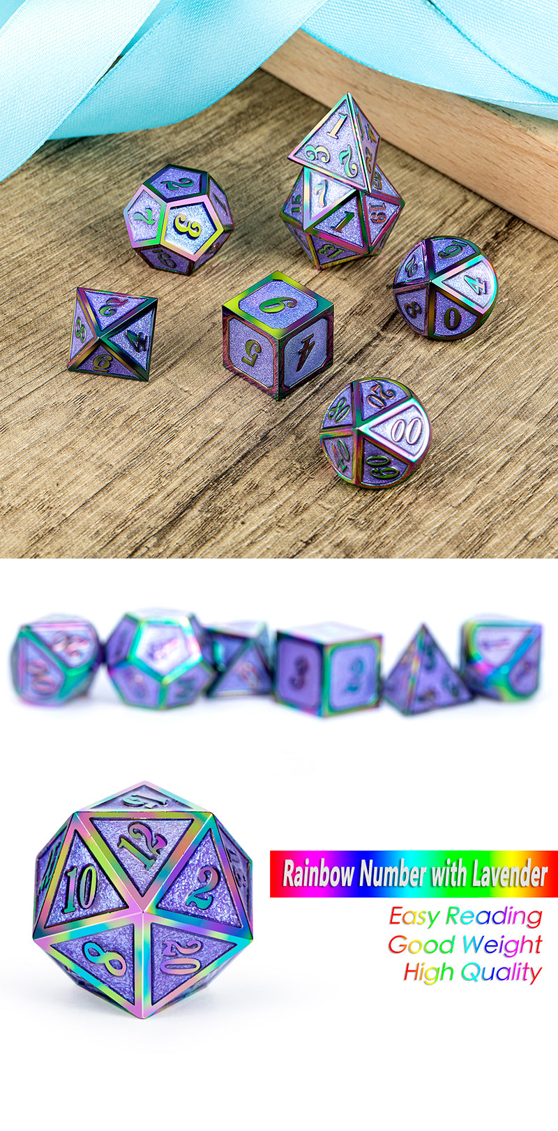 Metal & Enamel Dice Set (7pcs) [Lavender Iridescence]
