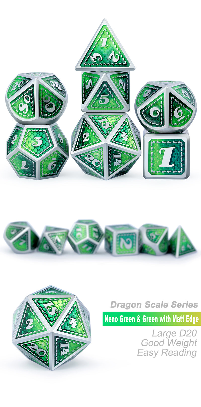 Metal & Enamel Dice Set (7pcs) [Dragon]
