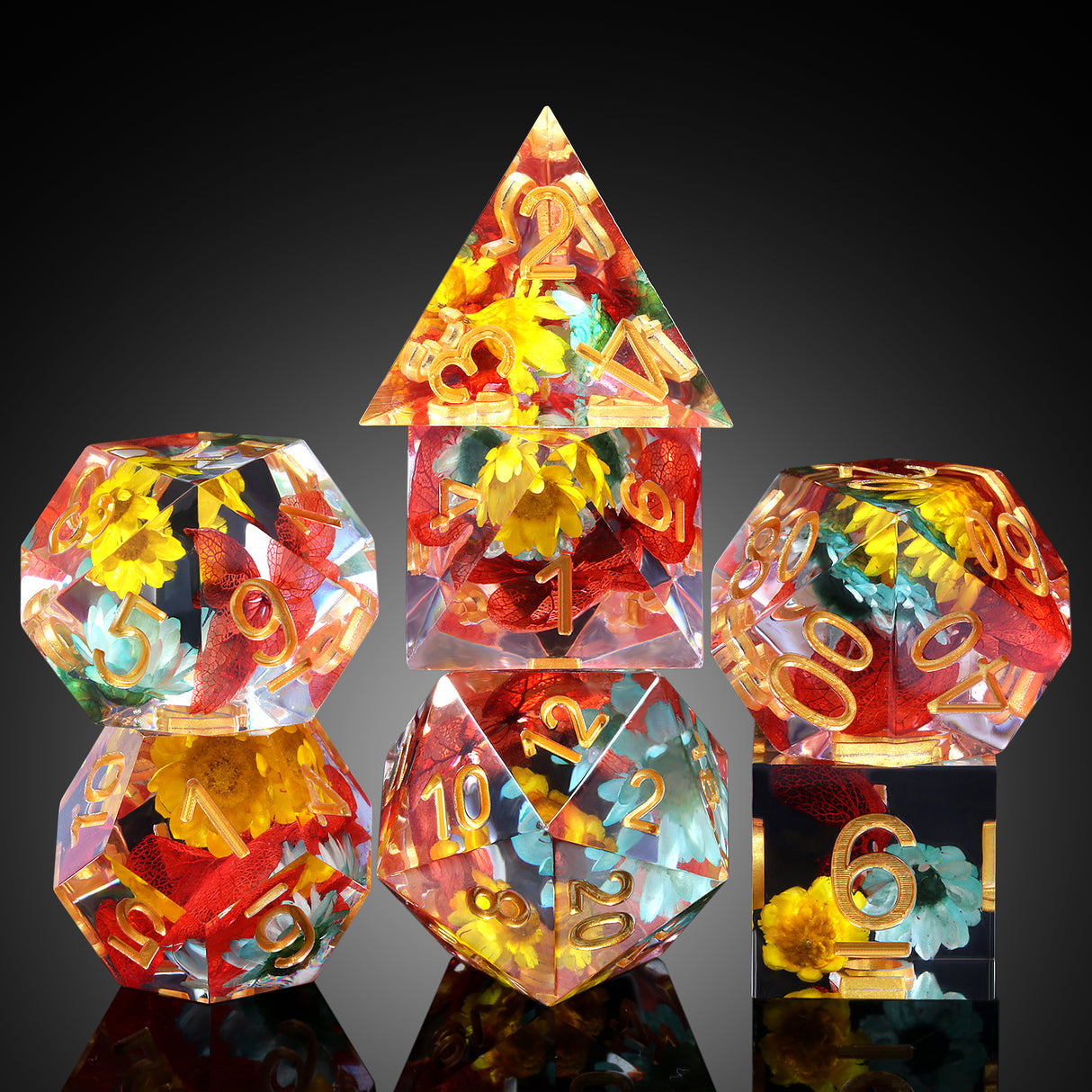 Sharp Edge Dice Set (7pcs) [Amber]