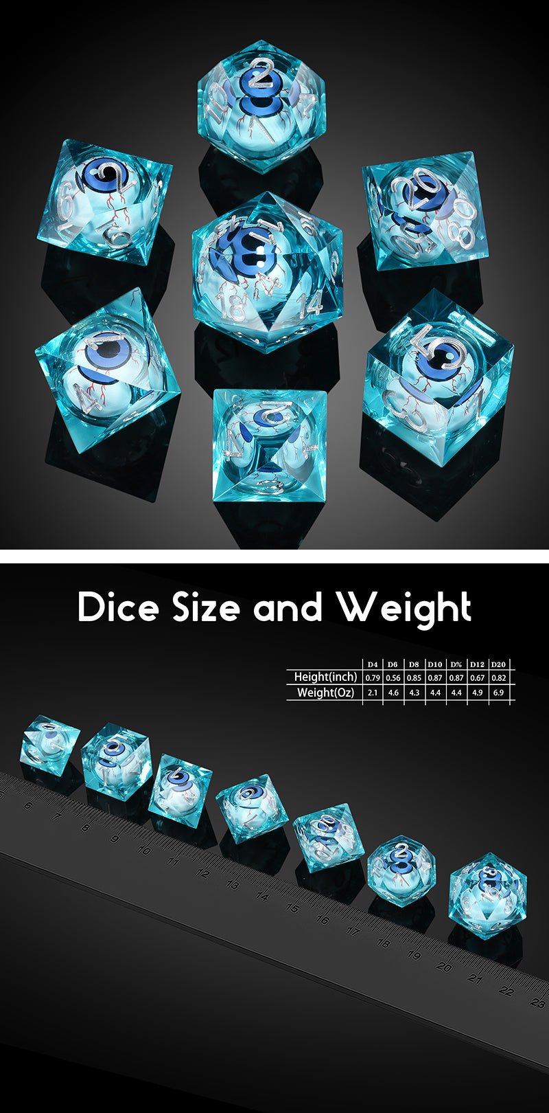 Sharp Edge Dice Set (7pcs) [Blue Eyeball]