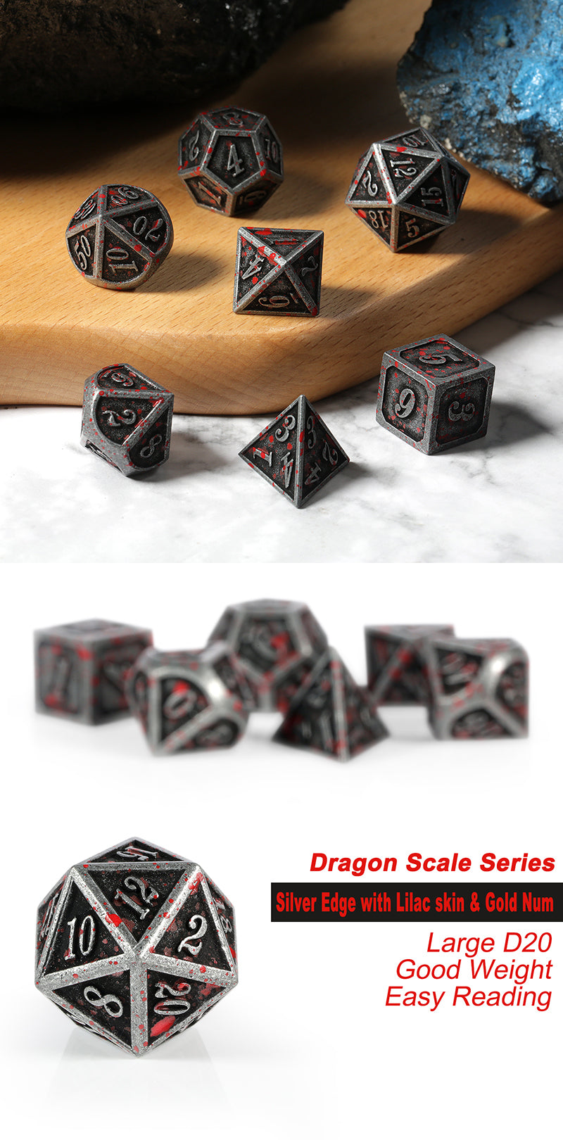 Metal & Enamel Dice Set (7pcs) [Blood & Iron]